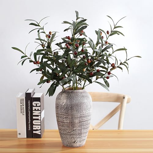 SzJias Olive Branches for Vases Artificial Olive Branches Faux Tree Branches Stems for Vase (6 Branches, 28.7 inch/Each)