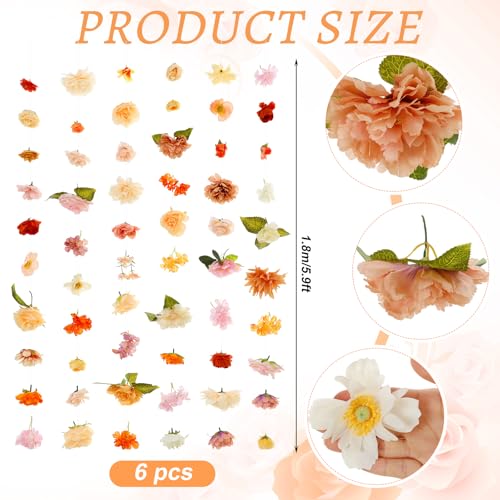 Suncalla 6 Pcs 35.46 ft Flower Garlands Backdrop Garden Party Decoration Artificial Wildflower Vines Fake Flower Vines Faux Silk for Wedding Bridal Wall Arch(Classic,Champagne) - color: Champagne