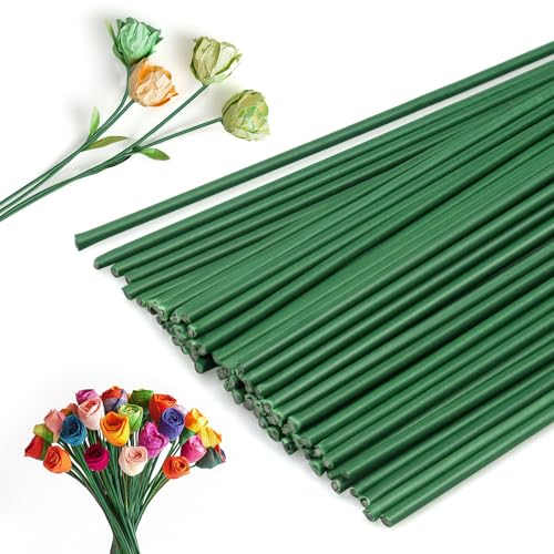 Floral Wire Stems, 60 Pack Flower Stems, 2 Gauge Green Floral Stem Wire for Paper Wrapped Wreath Making Supplies - color: Green