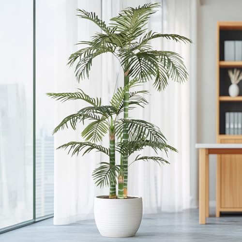 Artificial Palm Tree, Tall Tropical Palm Tree Faux Palm Plant for Indoor Outdoor Office House Living Room Home Decor - color: Golden Cane Palm, size: 7ft