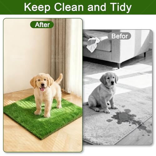 Grass Pee Pads for Dogs, 2-Pack 23 x 23 Inch Artificial Grass Mats, Reusable Fast-Drain Dog Potty Turf for Indoor Puppy Potty Training, Use with Pee Pads or Trays - size: 2PCS | 23*23