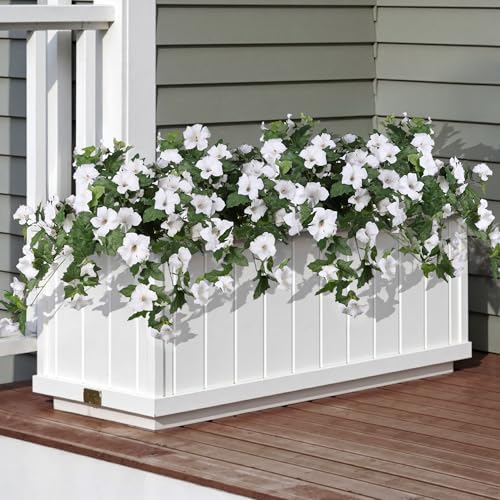 HyeFlora Artificial Flowers for Outdoors 2PCS Faux Petunias Silk Fake Flowers for Outside Planter UV Resistant Realistic Home Garden Porch Decor (White) - color: White