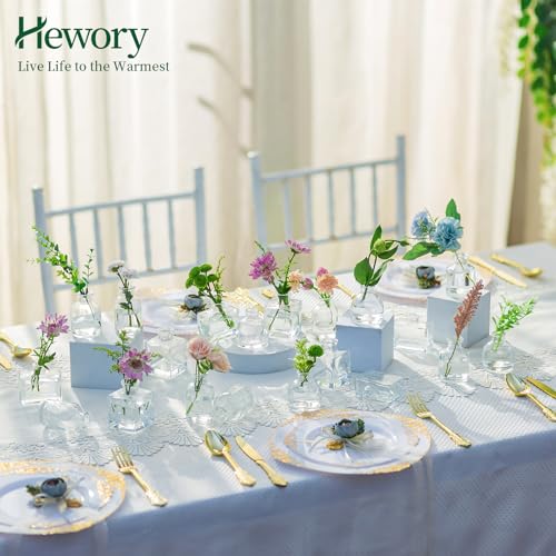 Small Glass Bud Vases for Centerpieces - Hewory 40pcs Clear Sturdy Cute Flower Vases Bulk, Mini Bottle Vase for Wedding Home Decor Birthday Party Events Mother's Day Bridal Shower Gifts Table Decor - color: Clear, size: Mini-40pcs