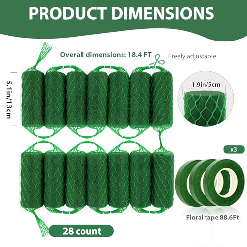 28 Pcs Floral Foam Garland 18.4ft Flower Sponge Blocks Kit, Absorption Flower Holder Arch Door Tabletop Flower Arrangement Material Floral Craft Wet Foam Blocks for Home Wedding Holiday Decoration - color: 28 Pcs