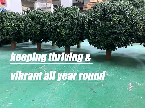 BLONYUVC Artificial Boxwood Ball Bush 27" Tree UV Resistance Rated with Spike. Easy to Push in The Ground.Plant Looks Great in a Planter Anywhere. Indoor/Outdoor Decor 2 Pack