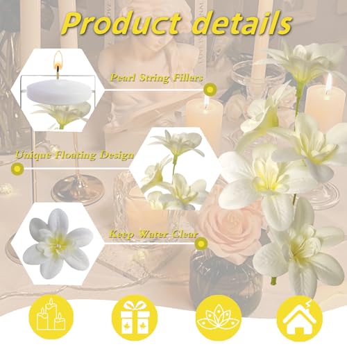 10 Pcs Artificial Flowers for Floating Candles Centerpiece Orchid Faux Flower Vase Fillers for Birthday Wedding Dinning Table Party Home Bar Restaurant Decor (Milky White) - color: Milky White