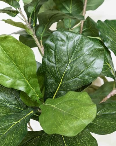 Artificial Fiddle Leaf Fig Tree 6FT - Large Fake Trees with White Planter, Tall Faux Ficus Lyrata Tree Floor Plants for Indoor Home Decor Office Living Room Housewarming Gift, 1Pack - color: 6ft Green