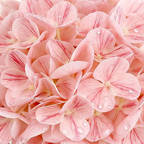 4PCS 25" Hydrangea Artificial Flowers Full Latex Faux Hydrangea Flowers, Artificial Flowers Bouquets for Home Decor Party Arrangements Wedding Bouquets - color: Pink