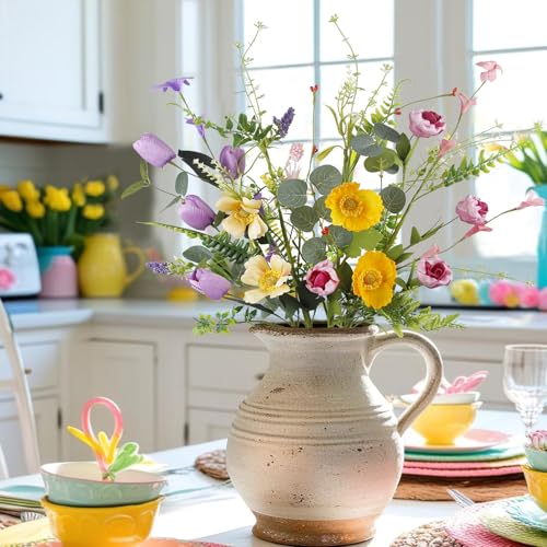 CISDUEO 4 Pcs Wildflowers Artificial Flowers Daisies Roses and Poppies Faux Wildflowers Summer Flowers Artificial for Decoration Spring Silk Floral Arrangement Wedding Party Table Centerpieces Home - color: 4 Pcs-colorful Wildflowers