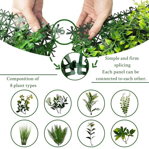 ODTORY Artificial Grass Wall Boxwood Panels: 40" x 40" (11.5 sqft) Greenery Ivy Privacy Fence Faux Backdrop with UV Protection Vine Leaf Hedge for Garden Covering Privacy, Home Decor - color: Green A, size: 20x20 in 4P