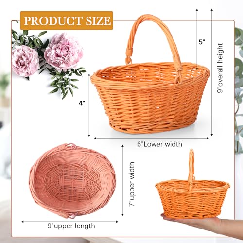 Barydat Small Wicker Basket with Handle Flower Girl Baskets Oval Willow Woven Braided Gift Basket for Weddings Picnic Baby Shower Home Garden Decor(6 Pcs,Colorful,9" x 7" x 4") - color: Colorful, size: 9" x 7" x 4"