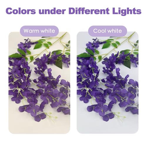 BIRDDIE 48 Pcs of Artificial Wisteria Hanging Flowers, 3.75 Feet Fake Wisteria Flower Strings for Backdrop, Wedding, Ceremony,Garden and Home Wall Decoration (Dark Purple) - color: Dark Purple, size: 48 pcs