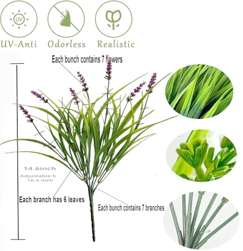 Artificial Faux Plants Flowers for Outdoor Decorations,Faux Plastic Fake Monkey Grass Greenery for Spring Summer UV Resistant Artificial Shrubs for Courtyard Window Garden(B-Fuchsia, 12 PCS) - color: B-fuchsia