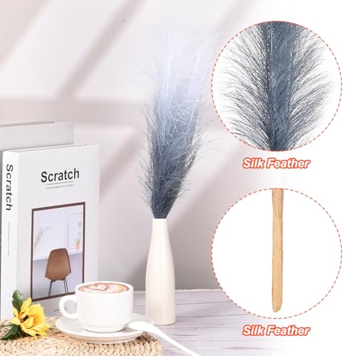 PATIKIL 17 Inch Faux Pampas Grass, 6 Pcs Boho Decor for Home Decoration Artificial Tall Fluffy Stems for Wedding Flower Party Vase Arrangement Centerpieces, Gradient Gray - color: Grey