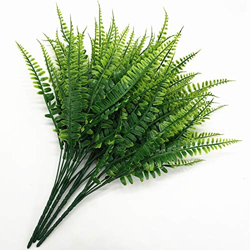 Artificial Fern Boston Plants, Plastic Shrubs Grass Fake Greenery Ferns Bushes for Home Garden Office Kitchen Outdoor Indoor UV Resistant Wedding DIY Decor Planter Filler Christmas Decoration - 4 Pack - color: Fern Grass/ 4 Pack
