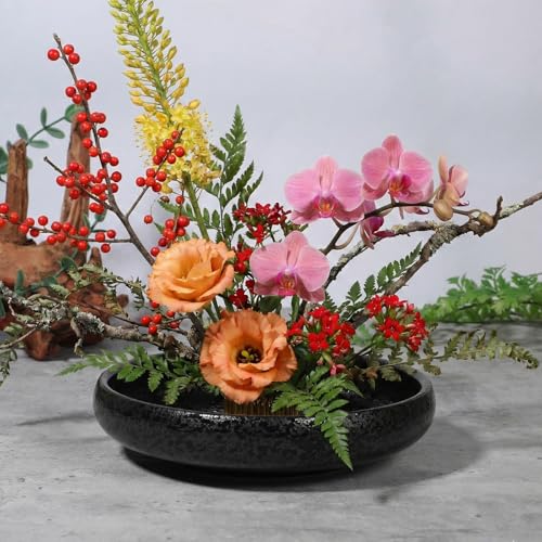 Kenaoeoe Ikebana Vases Set Ceramic Flower Frog Vase Kit with 1.8 Inch Ikebana Vases and Needle Straightening Tool for Japanese Floral Arrangements