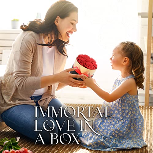 GLAMOUR BOUTIQUE Eternal Preserved Roses in a Box, Flowers Forever, Rose Forever in a Box for Wife or Her, Lasting Real Flower Gift for Mothers Day Luxury Floral 7 Roses, Red (Color-Treated) - color: Red 7 Roses, size: 7 Roses