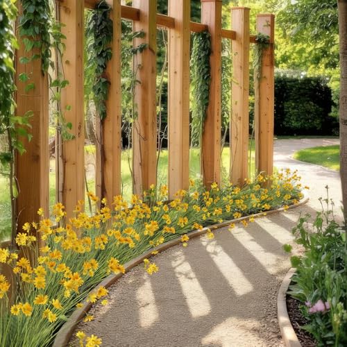 4 Pcs Artificial Plants Onion Grass Outdoor 37" Fake Tall Grass with Daisy Wildflowers Yellow Artificial Wheat Grass Faux Shrubs Bush Greenery Stems for Indoor Garden Outside Office Home Decor - color: 4 Pcs-yellow Flowers