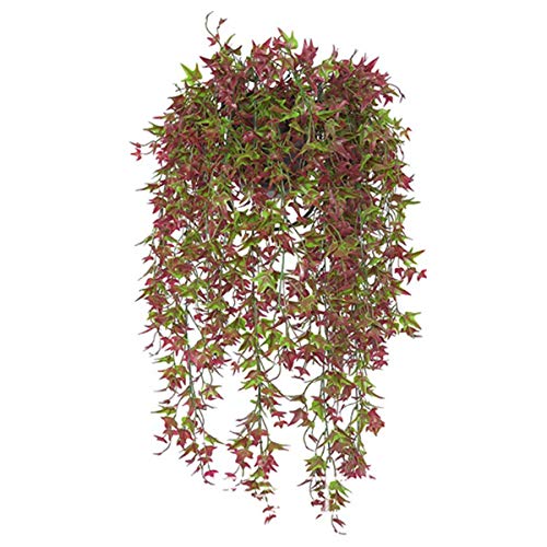 Artificial Hanging Vine, Sweet Potato Leaves Plastic Plants Greenery Faux Ivy Garland Fake Plant UV Resistant for Indoor Outdoor Garden Door Wall Baskets Wedding Party Table Decoration Red 2 Pcs - color: Sweet Potato Vine-red-2 Pcs