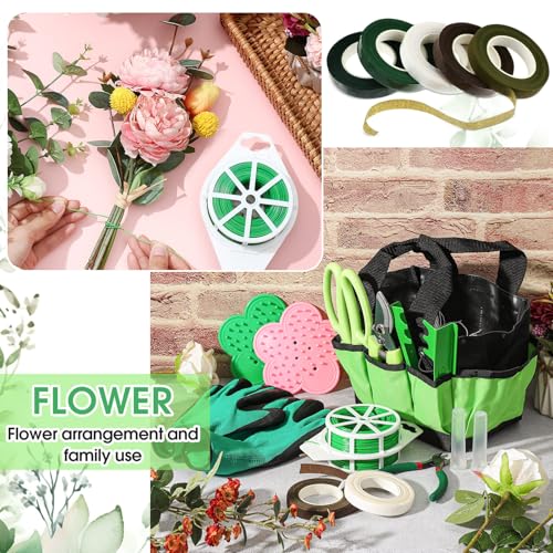 207 Pcs Flower Arrangement Supplies Florist Garden Tool Gift Kit for Women Include Green Tool Bag Thorn Remover Rose Stripper Outdoor Hand Tools Stem Pruning Shear Gloves Stem Wire Etc Wedding DIY Kit - color: Green