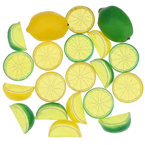 Woration Fake Lemons Limes & Slices Blocks Set, 20Pcs Artificial Decorative Faux Assorted Fruits for Home Office Weddings Table Centerpiece Party Decor Lemon Theme - color: Lime&lemon