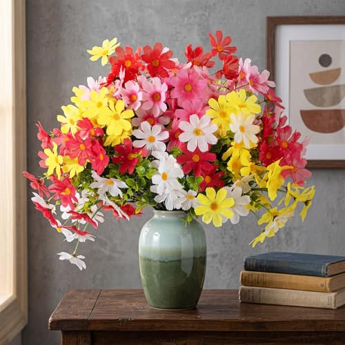 Thiccywoov 36 Bundles Artificial Flowers for Outdoors UV Resistant, Faux Greenery Flowers for Porch Planters Patio Window Box Farmhouse Garden Decor