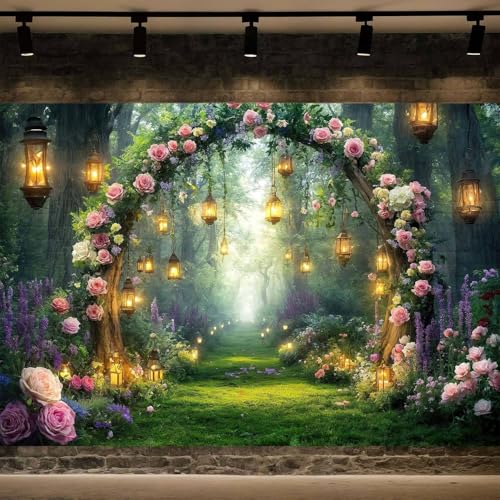 5x4ft Purple Flower Wedding Photography Backdrop Lavender Floral Wedding Bridal Photography Backdrop Anniversary Birthday Baby Shower Girl Party Banner Photo Booth Props Background Wall Decor - color: Multi8, size: 5X4FT