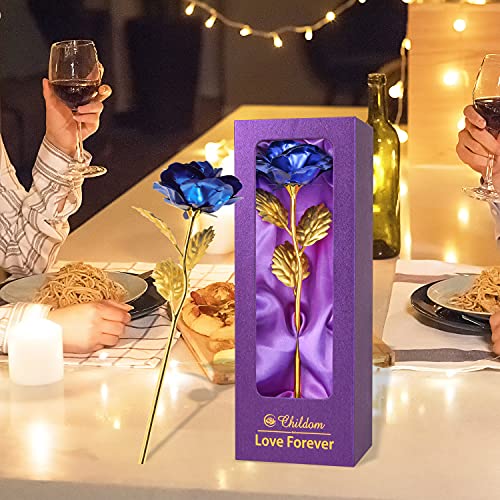 Childom Mothers Day Rose Gifts for Mom,Birthday Gifts for Women,Mothers Day Flowers Gifts for Mom from Daughter Son,Blue Artificial Flowers Gift for Her,Wife,Grandma,Christmas,Valentines,Anniversary - color: Blue