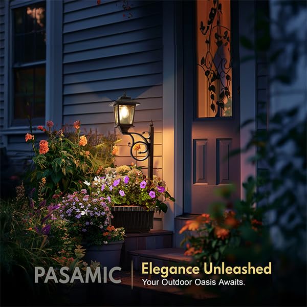 PASAMIC 2 Pack 2 in 1 Outdoor Flower Pots, Solar Lamp Post Lights - Wall Mount or Freestanding, Waterproof Decorative Lamp for Lawn, Patio, Front/Back Door, Warm White - size: 2 Pack