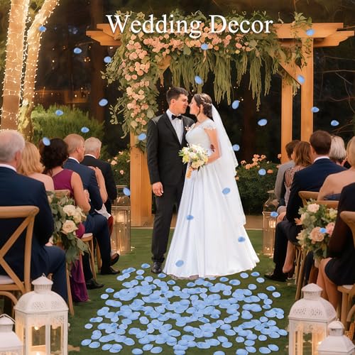 SITUMEIZI 400PCS Fake Rose Petals Faux Silk Flower Blue Petals for Romantic Night for Her Set Valentine's Day, Wedding, Proposal Anniversary Decorations - color: Light-blue