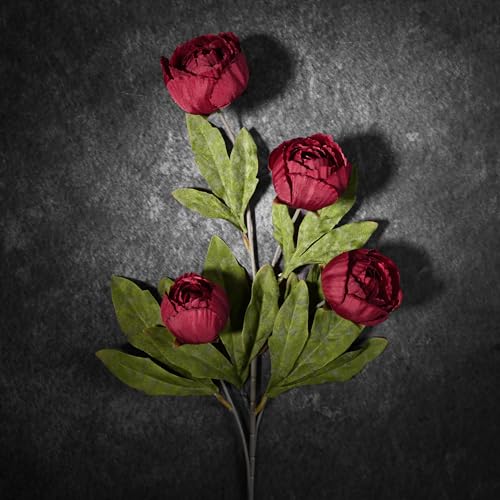 Waipfaru 6 Pcs Faux Peonies Artificial Flowers for Vase, 27" Fake Silk Peonies Flowers for Wedding, Vase Filler Flowers for DIY Bouquets Centerpieces Bridal Shower Office Decor- Red Mix - color: Warm&dusty Pink and Burgundy, size: 6Pcs
