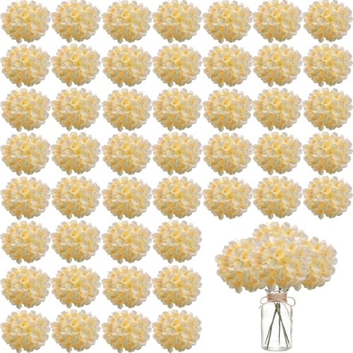 WEISPARK 100PCS Artificial Hydrangea Flowers, Fake Flowers Silk Hydrangea Full Flowers Heads with Stems for Wedding Home Party Shop Baby Shower Decor (Light Champagne) - color: Light Champagne
