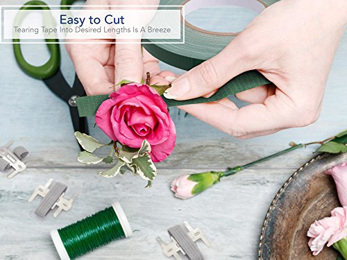 Royal Imports Floral Tape Green, Flower Stem Wrap Adhesive Waterproof Florist Tape for Decorative Bouquets Arranging and Crafts - 0.5" (60 Yd/180Ft) - 1 Roll - size: Half Inch Wide - 1 Roll