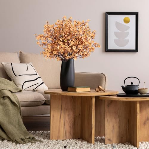 Babys Breath Artificial Flowers Fall Flowers, 8 Bundles Real Touch Light Brown Fake Flowers Silk Flowers Bulk for Vase Home Office Wedding Indoor Outdoor Centerpiece Table Decorations - color: Light Brown, size: 8 Bundles