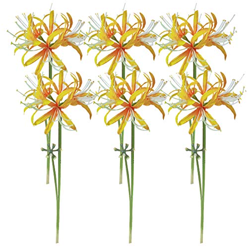 6 Stems 26.38 Inch Artificial Lycoris Radiata Spider Lily Flowers for Home Garden Decoration (Orange) - color: Orange