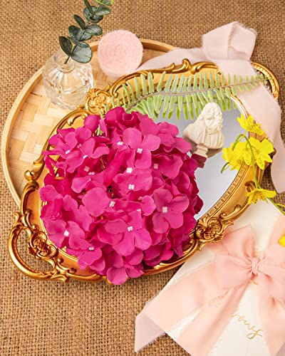 DuHouse 8.7" Silk Hydrangea Flower Heads with Stems Fake Hydrangeas Flowers for DIY Wedding Centerpiece Home Decor,Pack of 6(Fuchsia) - color: Fuchsia