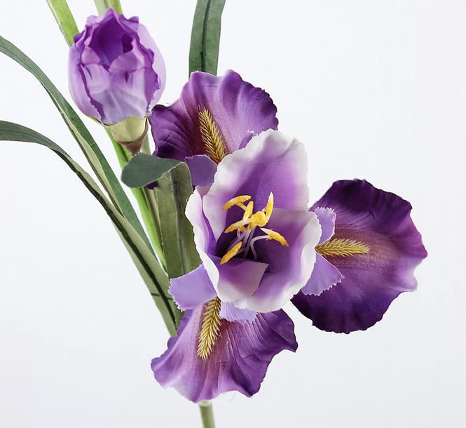 Rikyo 3pcs Artificial Iris Flower Purple Silk Flower 9 Heads, 36 Inch Artificial Flowers Bouquet Fake Outdoor Cemetery Flower Arrangements and Wedding Holding Flowers, Dining Table Centerpieces - color: Purple
