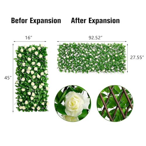 DOEWORKS Expandable Fence Privacy Screen for Balcony Patio Outdoor, 1PC Faux Ivy Fencing Panel for Backdrop Garden Backyard Home Decorations