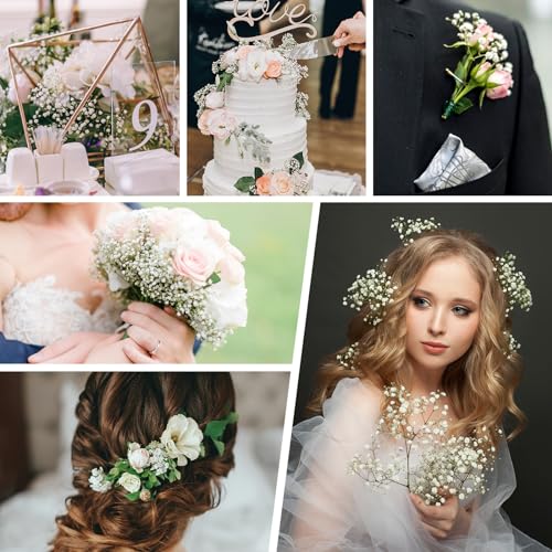 Janinka 100 Pcs Baby Breath Artificial Flowers Bulk Artificial Baby Breath Gypsophila Flower 20.8 Inch Faux Gypsophila Bouquet Fake Floral Greenery for Wedding Party Decor (White) - color: White