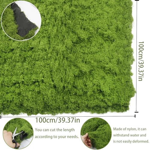 Fake Moss for Crafts 39" x 39" Faux Moss Mat for Plants Indoor Green Artificial Moss Rug for Decorating Planters Crafts DIY Table Centerpieces Fairy Garden Floral Wedding 100 x 100cm - color: 39 X 39 Inch/100x100cm