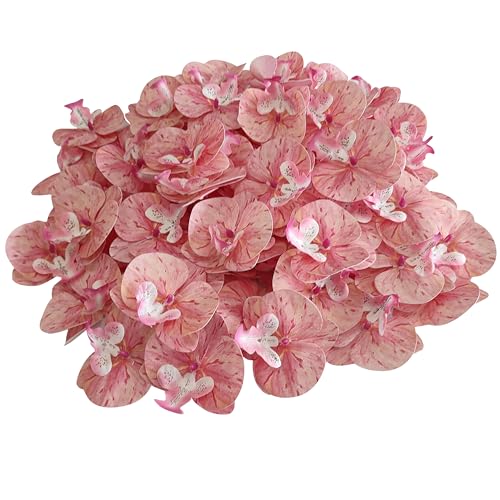 Fake Pink Orchids Artificial Flowers Heads, 3.5''Fake Orchid Heads for Wedding Floral Bouquet Decor DIY Craft Making Bridal Shower Photography Props (80, Pink) - color: Pink