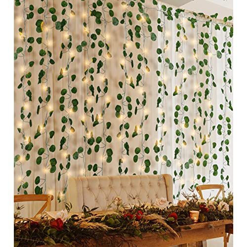 12 Pack Fake Vines Curtain String Light 240 LED 8 Mode & Timer Hanging Ivy Lights Vines for Bedroom Wall Hanging Garden Home Room Wedding Jungle Party Indoor Outdoor - color: 12pcs With Lights