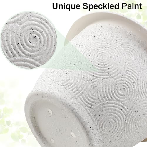 Plastic Flower Pots Planters For Indoor Plants, 4 Pack 16 Inch White Plant Pots With Drainage Hole & Tray, Modern Decorative Large Plant Pot With Saucer For Indoor Outdoor Plants Garden House Planter - color: White, size: 16 inch-4 pack