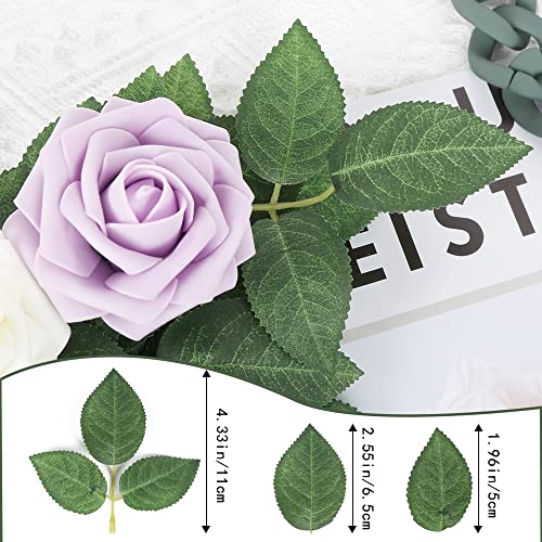 100pcs Bulk Fake Leaves Greenery Leaves Artificial Fake Rose Flower Leaves for DIY Wedding Bouquets Centerpieces Party Decorations - color: 100pcs Green