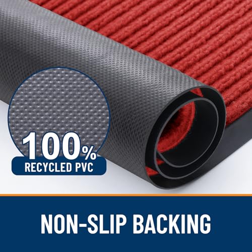 OLANLY Front Door Mat Indoor Outdoor Entrance, Waterproof Heavy Duty Doormat, Fade Resistant, Low Profile, Easy Clean Patio Porch Welcome Floor Mats for Entry, 29.5x17, Red - color: Red, size: 29.5" X 17"