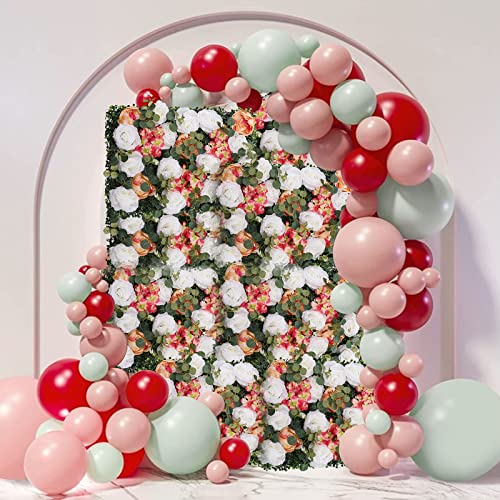 Artificial Flower Wall Panels, Silk Wedding Flower Wall Backdrop Panel, 3D Floral Panel Artificial Floral Wall Mat Flower Screen for Photo Party Wedding Wall Background Decor (6PCS White, Pink) - color: 12pcs White, Pink