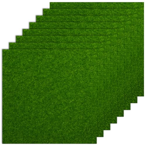 8Pcs Artificial Grass 6x6 Inches Fake Grass Decor for Crafts Mini Artificial Green Turf Mat Outdoor for DIY Miniature Garden