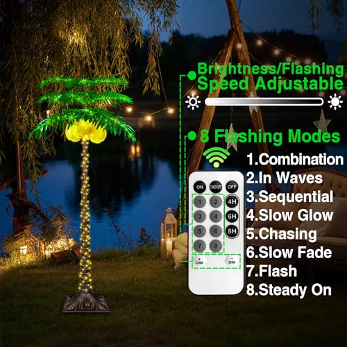 4FT LED Lighted Palm Tree with 281pcs Lights, Artificial LED Palm Tree with 3 Glowing Coconuts, Simulated Trunk with Lights, 8 Lighting Modes&Timer. - size: 4FT