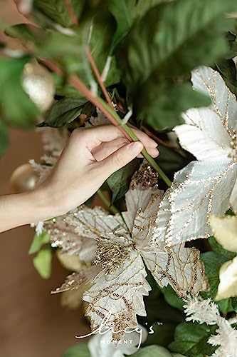 Ling's moment 41" Tall Free Standing Artificial Flowers Arrangements 2 pcs Wedding Arch Altar Stage Decorations Champagne Christmas for Ceremony Reception Rose Floral Party Outdoor Centerpieces Decor - color: Red-christmas Red & Sparkle