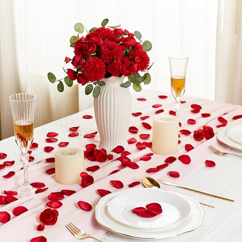 SITUMEIZI 400PCS Fake Red Rose Petals Artificial Silk Flower Red Petals for Wedding for Her Set Romantic Night, Valentine's Day, Proposal Anniversary Decorations - color: Red